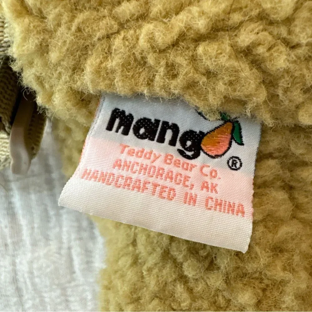 Vintage The Original Mango Teddy Bear SLING Plush 90s Y2K Retro Beige FLAW